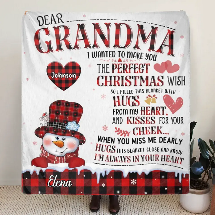 Personalized Grandma Quilt/Single Layer Fleece Blanket - Gift Idea For Grandma - Upto 4 Grandkids -   I'm Always In Your Heart