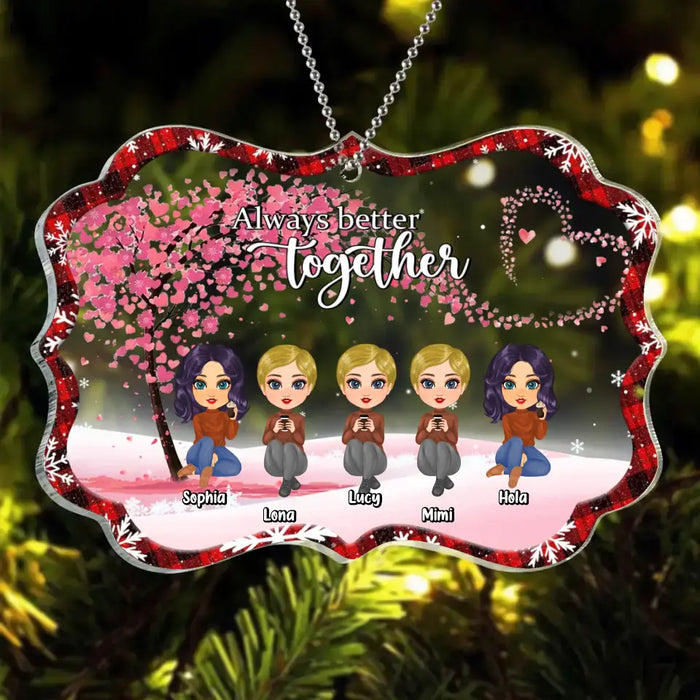 Custom Personalized Besties Rectangle Acrylic Ornament - Gift Idea For Best Friends/Sisters - Upto 5 Girls - Always Better Together