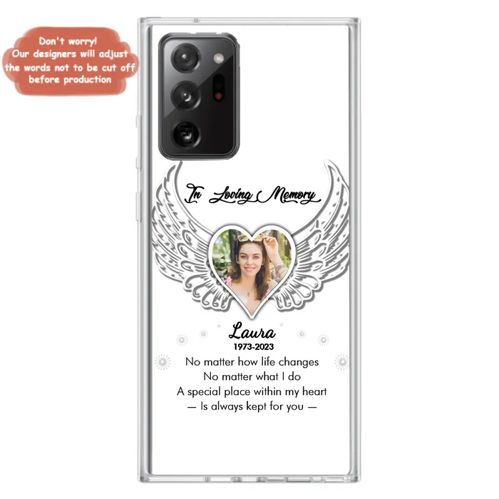 Custom Personalized In Loving Memory Phone Case - Upload Photo - Memorial Gift Idea - Case For iPhone/Samsung - A Special Place Within My Heart Is Always Kept For You