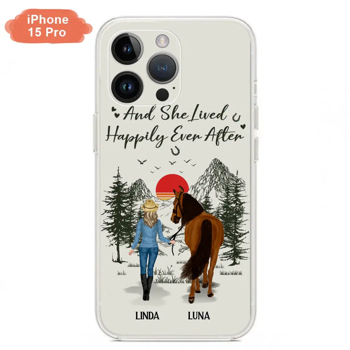 Custom Personalized Horse Girl Phone Case -  Gift Idea For Horse Mom/ Horse Lover - And She Lived Happily Ever After - Case For iPhone And Samsung