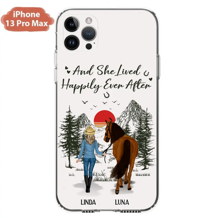 Custom Personalized Horse Girl Phone Case -  Gift Idea For Horse Mom/ Horse Lover - And She Lived Happily Ever After - Case For iPhone And Samsung