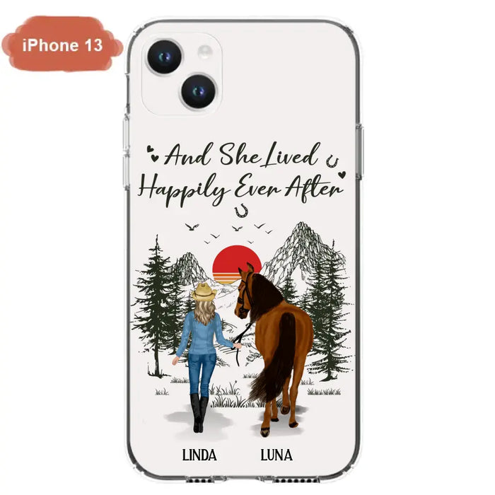 Custom Personalized Horse Girl Phone Case -  Gift Idea For Horse Mom/ Horse Lover - And She Lived Happily Ever After - Case For iPhone And Samsung