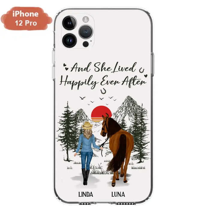 Custom Personalized Horse Girl Phone Case -  Gift Idea For Horse Mom/ Horse Lover - And She Lived Happily Ever After - Case For iPhone And Samsung