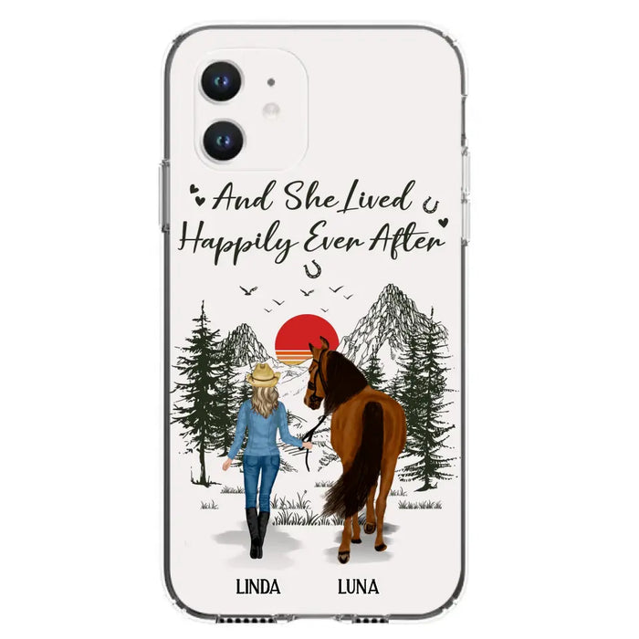 Custom Personalized Horse Girl Phone Case -  Gift Idea For Horse Mom/ Horse Lover - And She Lived Happily Ever After - Case For iPhone And Samsung