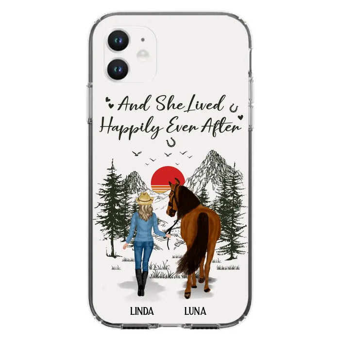 Custom Personalized Horse Girl Phone Case -  Gift Idea For Horse Mom/ Horse Lover - And She Lived Happily Ever After - Case For iPhone And Samsung