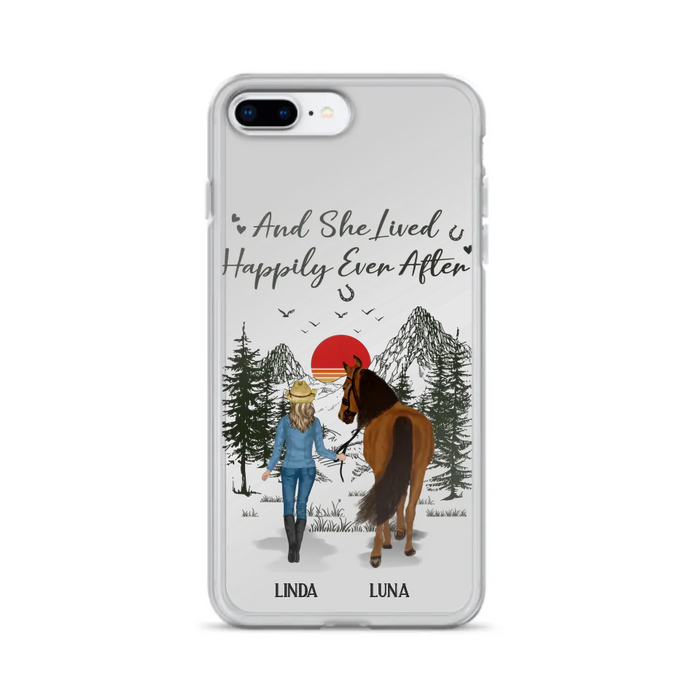 Custom Personalized Horse Girl Phone Case -  Gift Idea For Horse Mom/ Horse Lover - And She Lived Happily Ever After - Case For iPhone And Samsung