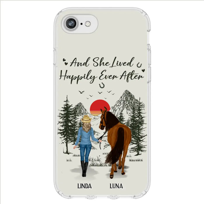 Custom Personalized Horse Girl Phone Case -  Gift Idea For Horse Mom/ Horse Lover - And She Lived Happily Ever After - Case For iPhone And Samsung