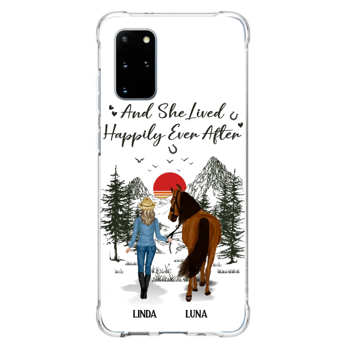 Custom Personalized Horse Girl Phone Case -  Gift Idea For Horse Mom/ Horse Lover - And She Lived Happily Ever After - Case For iPhone And Samsung