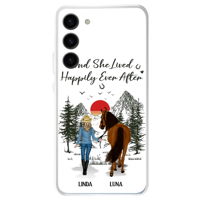 Custom Personalized Horse Girl Phone Case -  Gift Idea For Horse Mom/ Horse Lover - And She Lived Happily Ever After - Case For iPhone And Samsung