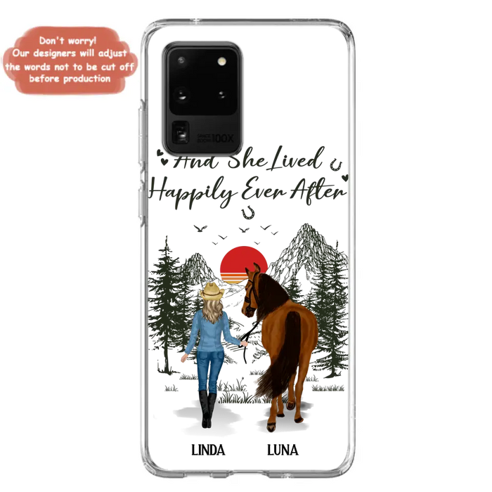 Custom Personalized Horse Girl Phone Case -  Gift Idea For Horse Mom/ Horse Lover - And She Lived Happily Ever After - Case For iPhone And Samsung