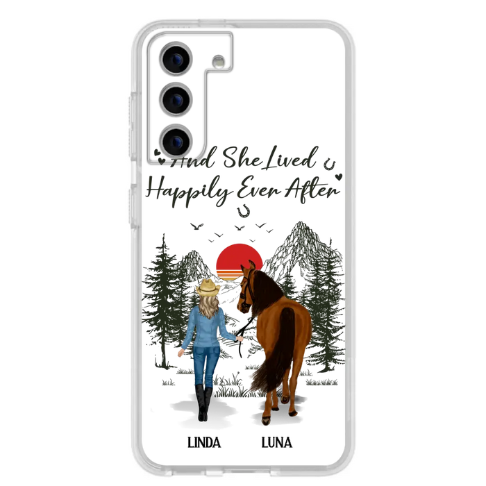 Custom Personalized Horse Girl Phone Case -  Gift Idea For Horse Mom/ Horse Lover - And She Lived Happily Ever After - Case For iPhone And Samsung