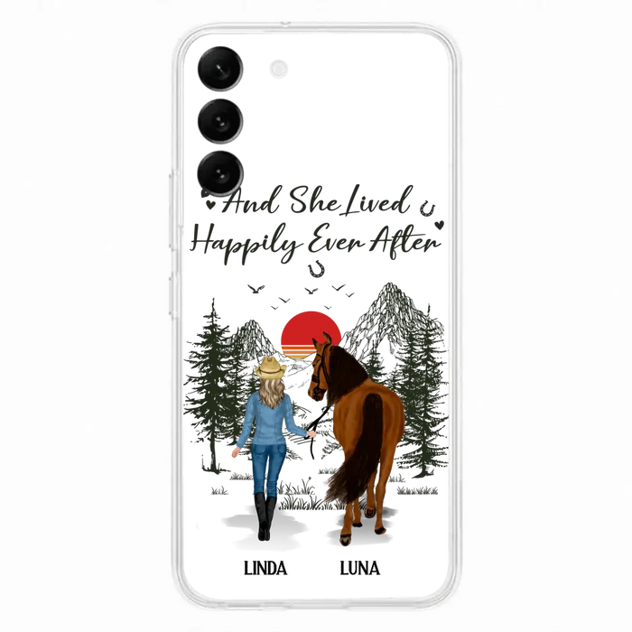 Custom Personalized Horse Girl Phone Case -  Gift Idea For Horse Mom/ Horse Lover - And She Lived Happily Ever After - Case For iPhone And Samsung