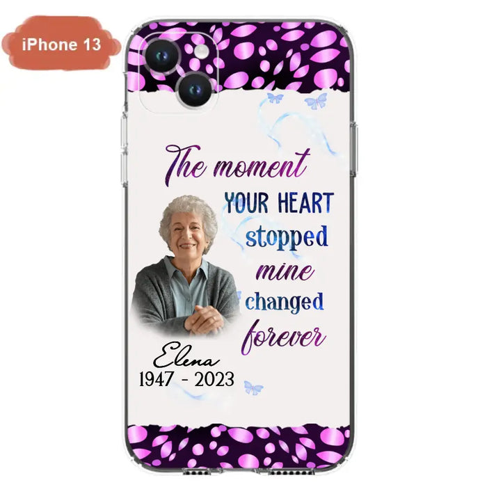 Custom Personalized Memorial Photo Phone Case - Memorial Gift For Family Member - Upload Photo - Case For iPhone/Samsung - The Moment Your Heart Stopped Mine Changed Forever