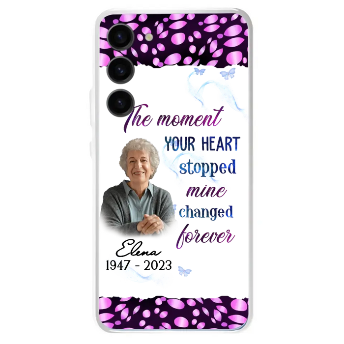 Custom Personalized Memorial Photo Phone Case - Memorial Gift For Family Member - Upload Photo - Case For iPhone/Samsung - The Moment Your Heart Stopped Mine Changed Forever