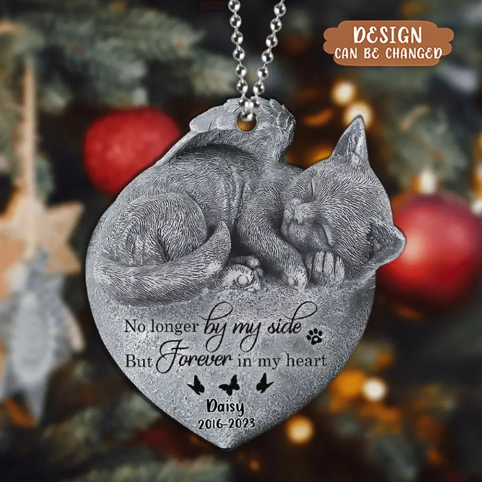 Custom Personalized Memorial Angel Cat Sleeping Acrylic Ornament - Memorial Gift Idea For Cat Lover - The Moment Your Heart Stopped Mine Changed Forever