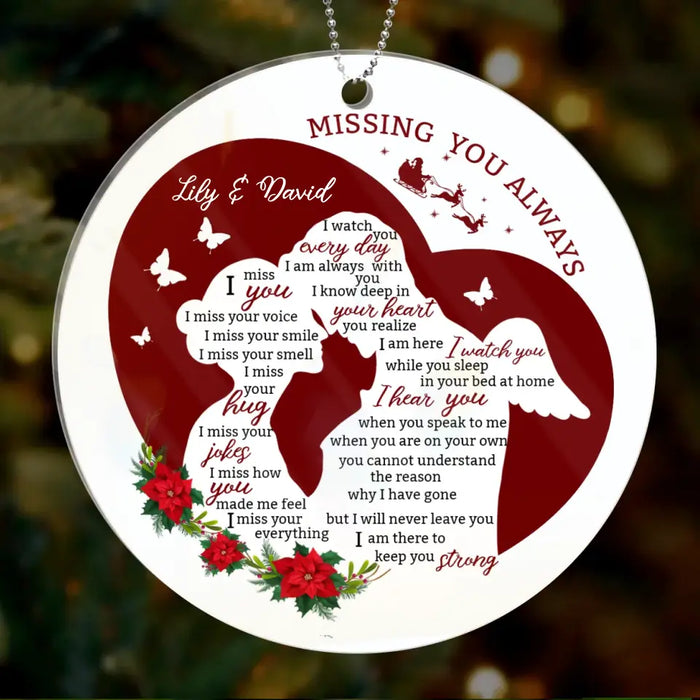 Custom Personalized Couple Circle Acrylic Ornament - Memorial Gift Idea For Couple - Missing You Always