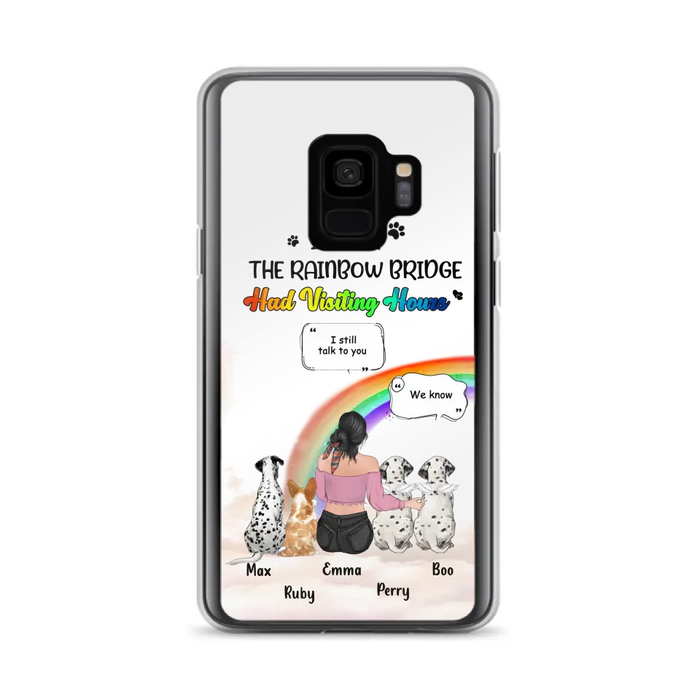 Personalized Pet Mom Phone Case - Upto 4 Pets - Memorial Gift Idea for Dog/Cat Lovers - I Wish The Rainbow Bridge Had Visiting Hours - Case for iPhone/Samsung