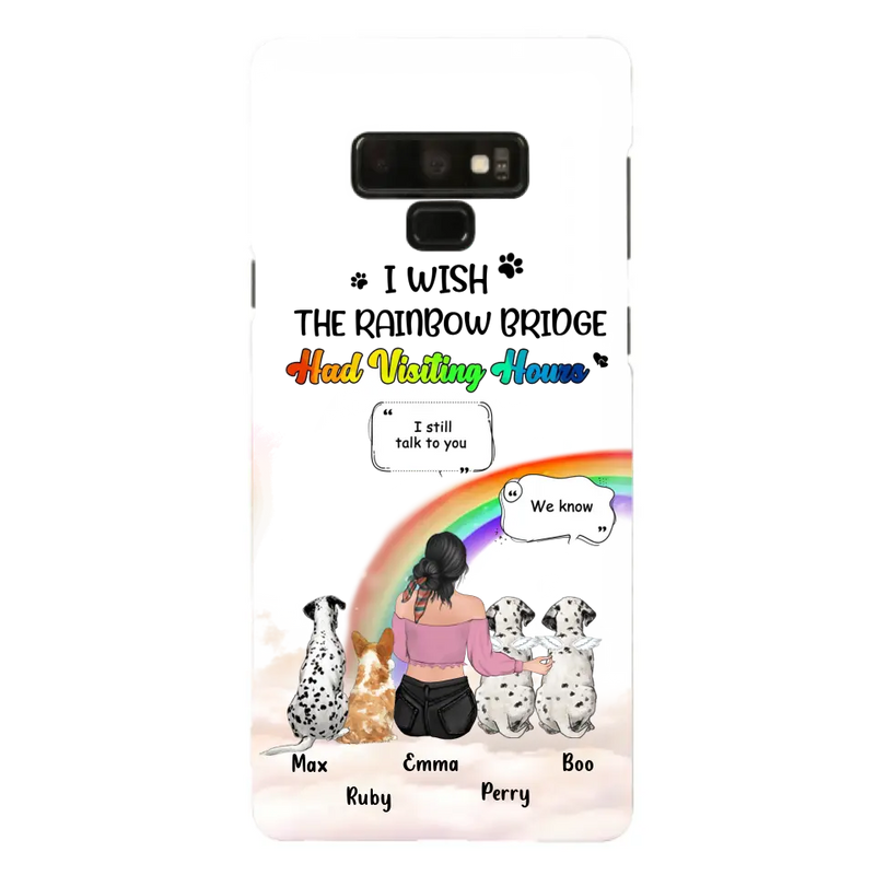 Personalized Pet Mom Phone Case - Up to 4 Pets - Memorial Gift Idea for Dog/Cat Lovers - I Wish The Rainbow Bridge Had Visiting Hours - Case for iPhone/Samsung