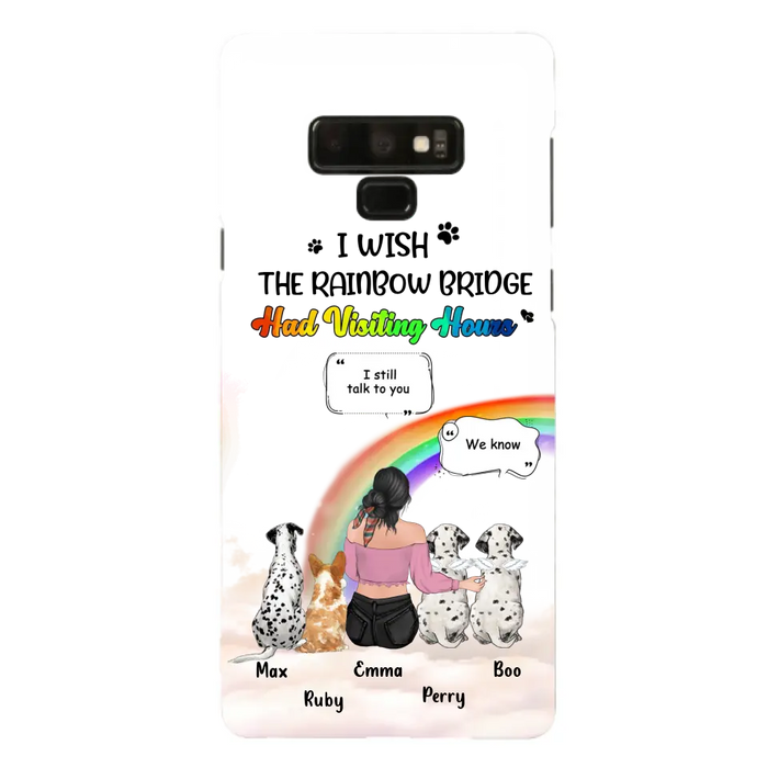 Personalized Pet Mom Phone Case - Upto 4 Pets - Memorial Gift Idea for Dog/Cat Lovers - I Wish The Rainbow Bridge Had Visiting Hours - Case for iPhone/Samsung