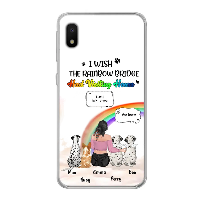 Personalized Pet Mom Phone Case - Upto 4 Pets - Memorial Gift Idea for Dog/Cat Lovers - I Wish The Rainbow Bridge Had Visiting Hours - Case for iPhone/Samsung