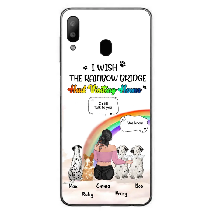 Personalized Pet Mom Phone Case - Upto 4 Pets - Memorial Gift Idea for Dog/Cat Lovers - I Wish The Rainbow Bridge Had Visiting Hours - Case for iPhone/Samsung