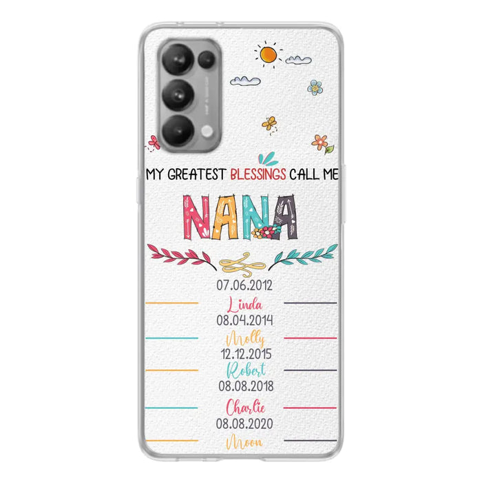 Personalized Grandma Phone Case - Gift Idea For Grandma - Upto 5 Grandkids - My Greatest Blessings Call Me Nana - Case For Oppo/Xiaomi/Huawei