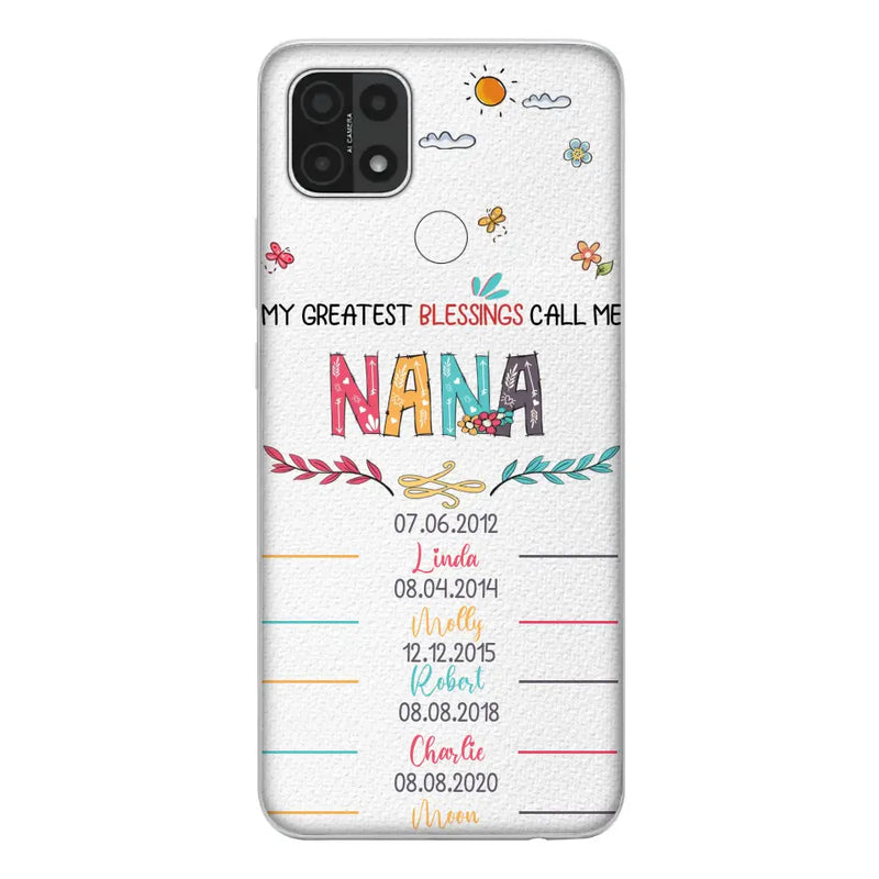 Personalized Grandma Phone Case - Gift Idea For Grandma - Up to 5 Grandkids - My Greatest Blessings Call Me Nana - Case For Oppo/Xiaomi/Huawei