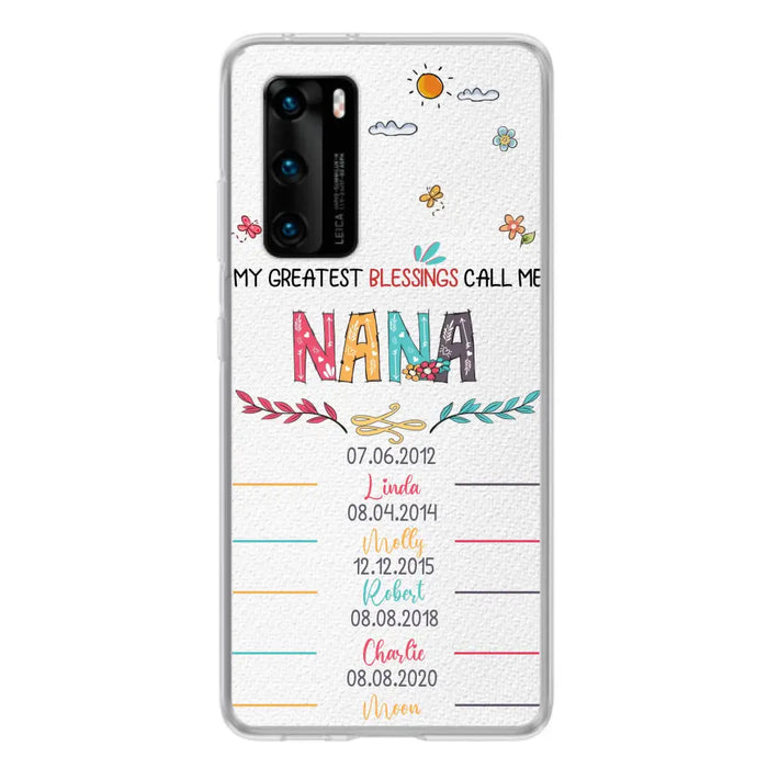 Personalized Grandma Phone Case - Gift Idea For Grandma - Upto 5 Grandkids - My Greatest Blessings Call Me Nana - Case For Oppo/Xiaomi/Huawei