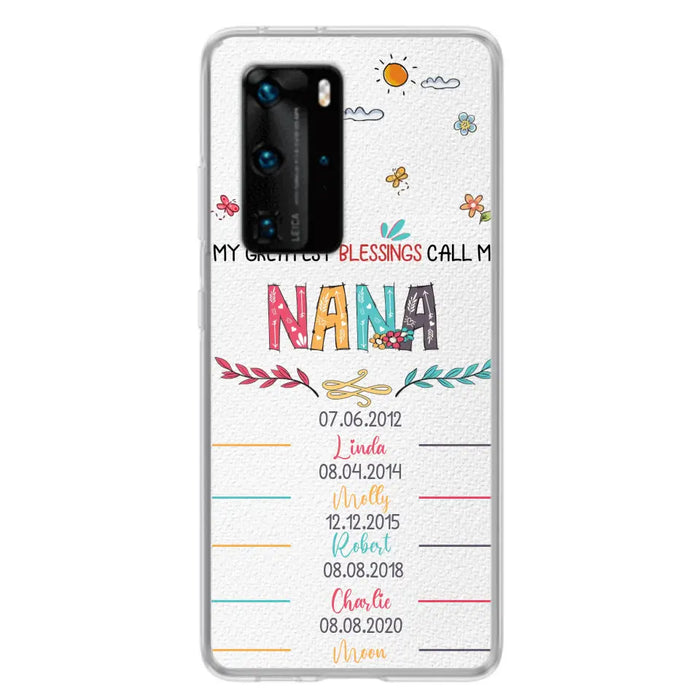 Personalized Grandma Phone Case - Gift Idea For Grandma - Upto 5 Grandkids - My Greatest Blessings Call Me Nana - Case For Oppo/Xiaomi/Huawei