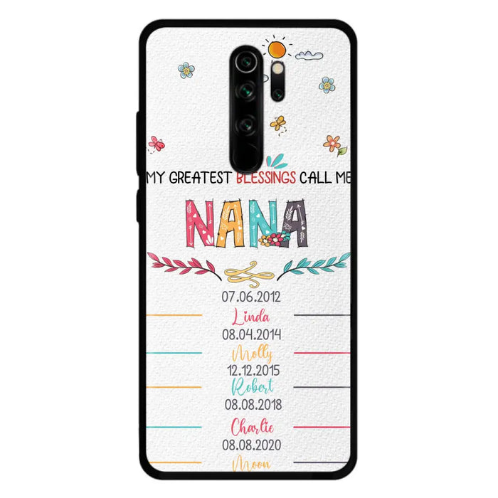 Personalized Grandma Phone Case - Gift Idea For Grandma - Upto 5 Grandkids - My Greatest Blessings Call Me Nana - Case For Oppo/Xiaomi/Huawei