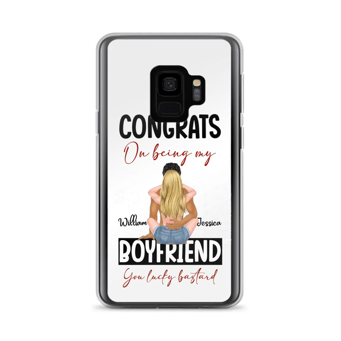 Custom Personalized Couple Phone Case - Gift Idea For Couple/Valentines Day - Congrats On Being My Boyfriend You Lucky Bastard - Case For iPhone/Samsung