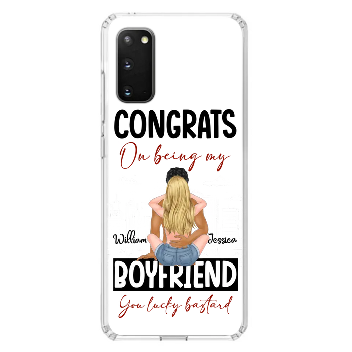 Custom Personalized Couple Phone Case - Gift Idea For Couple/Valentines Day - Congrats On Being My Boyfriend You Lucky Bastard - Case For iPhone/Samsung