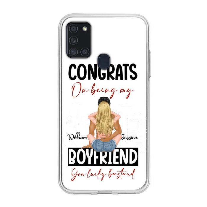 Custom Personalized Couple Phone Case - Gift Idea For Couple/Valentines Day - Congrats On Being My Boyfriend You Lucky Bastard - Case For iPhone/Samsung