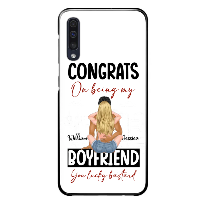 Custom Personalized Couple Phone Case - Gift Idea For Couple/Valentines Day - Congrats On Being My Boyfriend You Lucky Bastard - Case For iPhone/Samsung