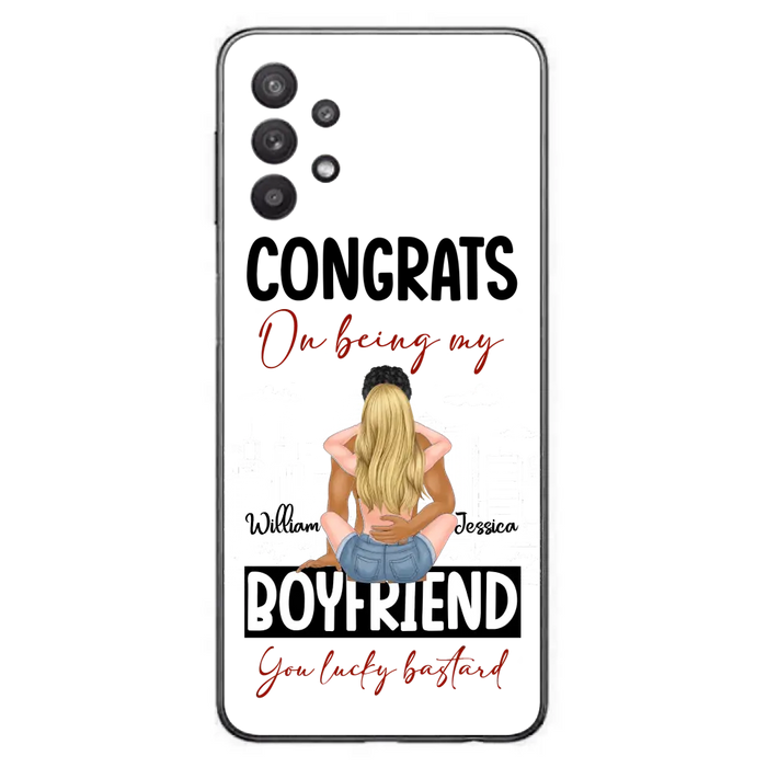 Custom Personalized Couple Phone Case - Gift Idea For Couple/Valentines Day - Congrats On Being My Boyfriend You Lucky Bastard - Case For iPhone/Samsung