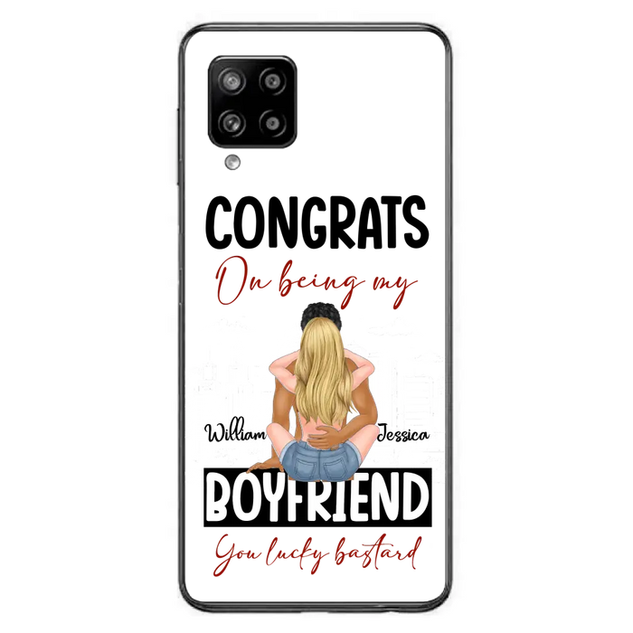 Custom Personalized Couple Phone Case - Gift Idea For Couple/Valentines Day - Congrats On Being My Boyfriend You Lucky Bastard - Case For iPhone/Samsung