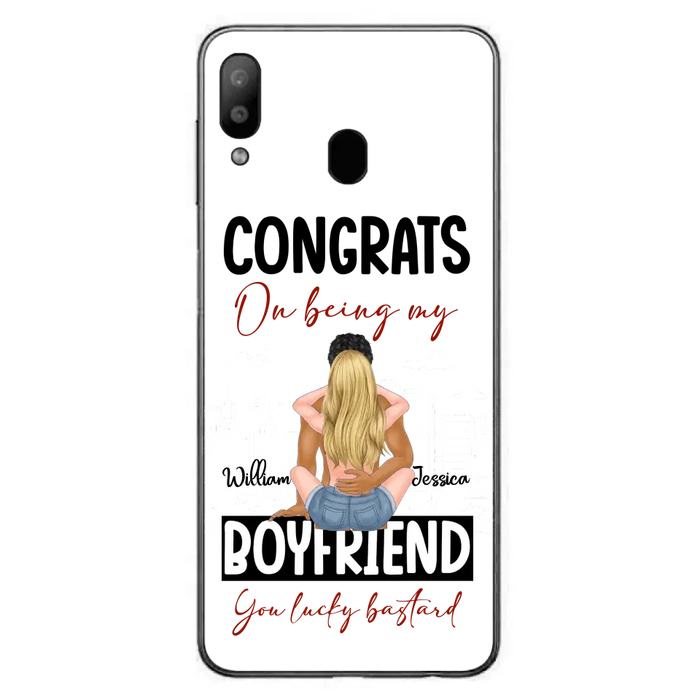 Custom Personalized Couple Phone Case - Gift Idea For Couple/Valentines Day - Congrats On Being My Boyfriend You Lucky Bastard - Case For iPhone/Samsung