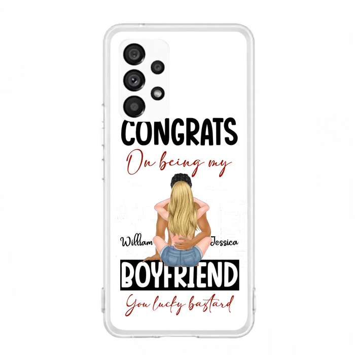 Custom Personalized Couple Phone Case - Gift Idea For Couple/Valentines Day - Congrats On Being My Boyfriend You Lucky Bastard - Case For iPhone/Samsung