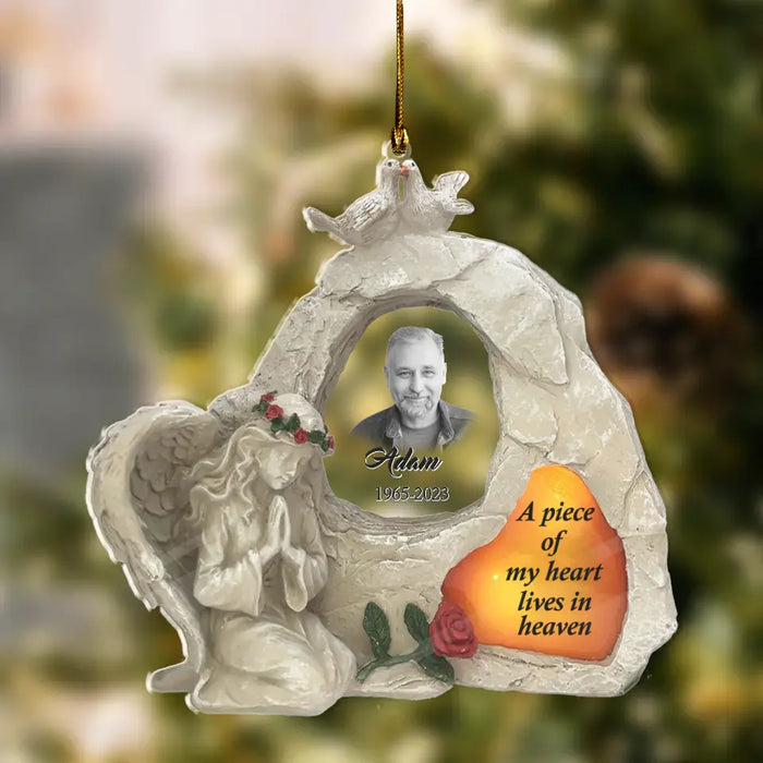 Custom Personalized Memorial Photo Acrylic Ornament - Memorial Gift Idea for Christmas - A Piece Of My Heart Lives In Heaven