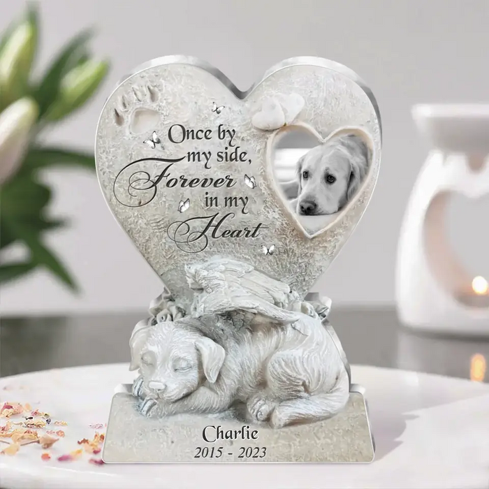 Once By My Side, Forever In My Heart - Personalized Memorial Acrylic Plaque - Gift Idea For Christmas/ Dog Owner - Upload Dog Photo