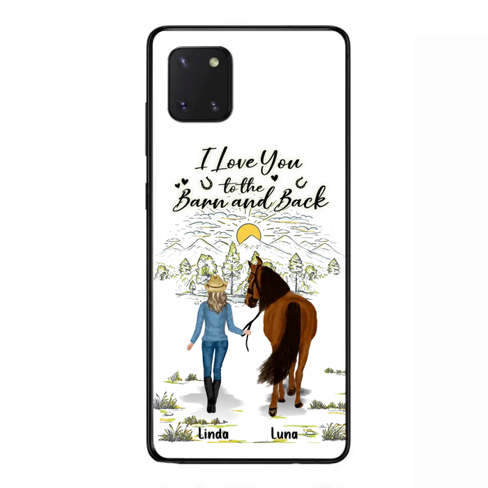 Custom Personalized Horse Girl Phone Case - Upto 6 Horses - Gift Idea for Horse Lovers - I Love You To The Barn & Back - Case for iPhone/Samsung