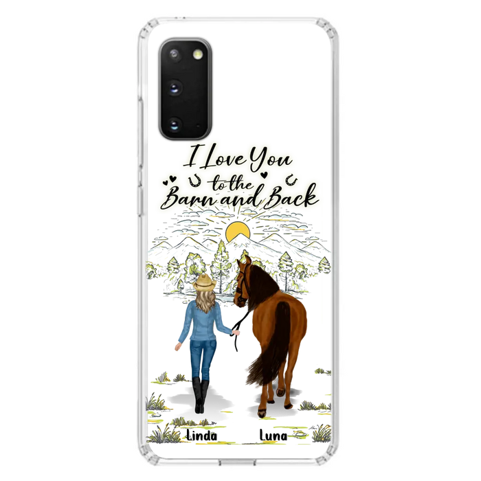 Custom Personalized Horse Girl Phone Case - Upto 6 Horses - Gift Idea for Horse Lovers - I Love You To The Barn & Back - Case for iPhone/Samsung