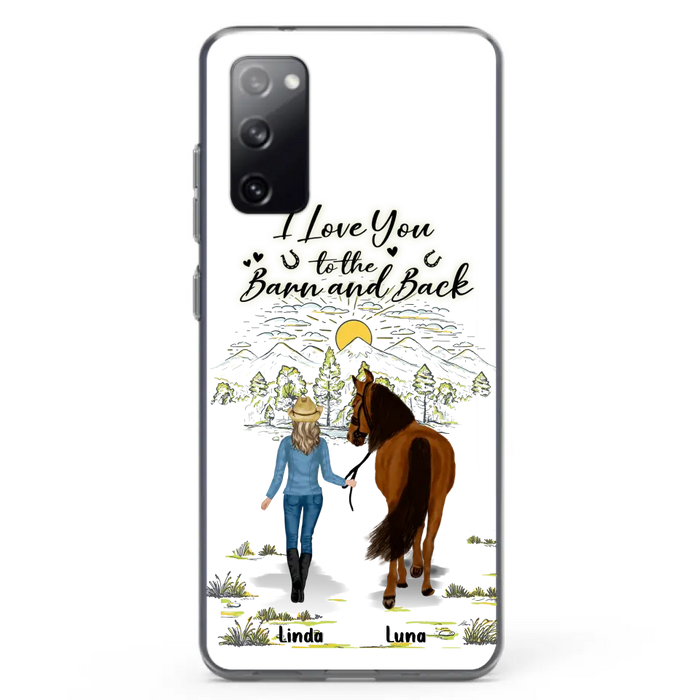 Custom Personalized Horse Girl Phone Case - Upto 6 Horses - Gift Idea for Horse Lovers - I Love You To The Barn & Back - Case for iPhone/Samsung