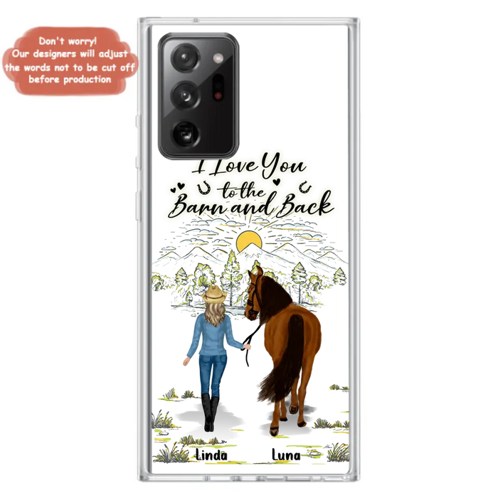 Custom Personalized Horse Girl Phone Case - Upto 6 Horses - Gift Idea for Horse Lovers - I Love You To The Barn & Back - Case for iPhone/Samsung