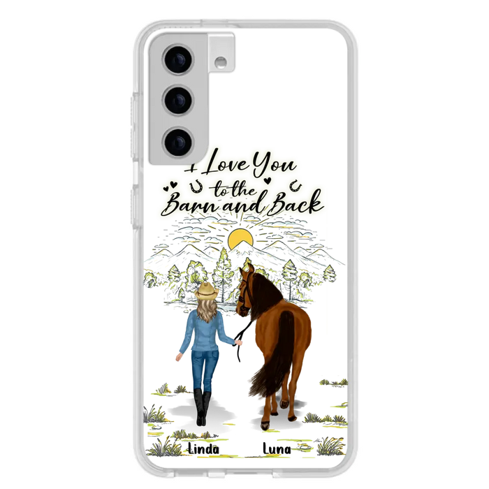 Custom Personalized Horse Girl Phone Case - Upto 6 Horses - Gift Idea for Horse Lovers - I Love You To The Barn & Back - Case for iPhone/Samsung