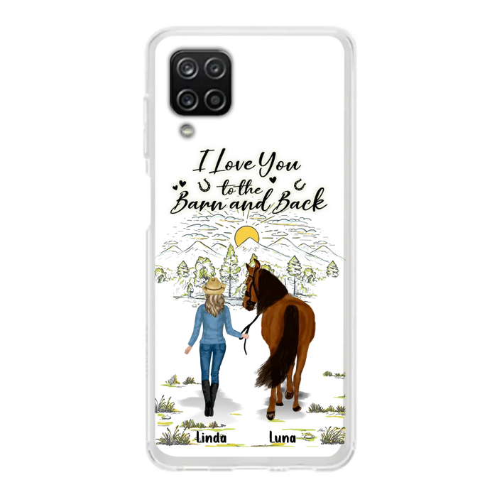 Custom Personalized Horse Girl Phone Case - Upto 6 Horses - Gift Idea for Horse Lovers - I Love You To The Barn & Back - Case for iPhone/Samsung