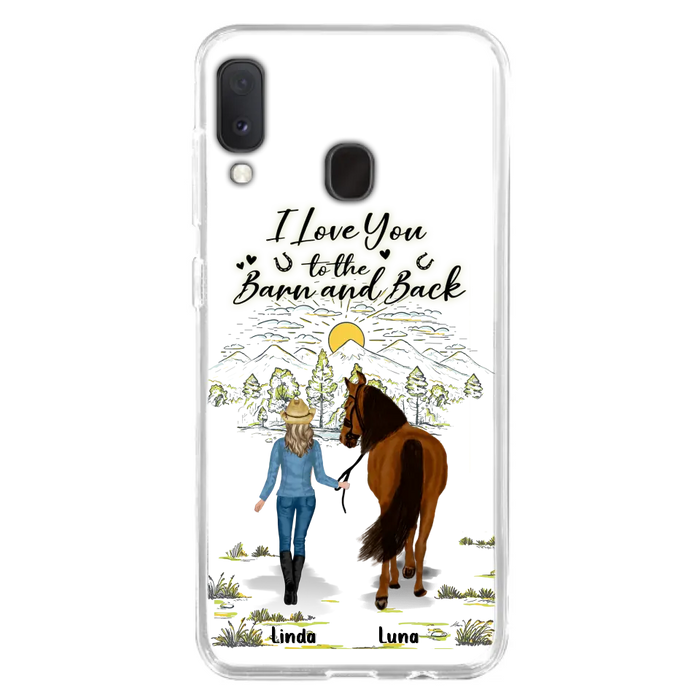 Custom Personalized Horse Girl Phone Case - Upto 6 Horses - Gift Idea for Horse Lovers - I Love You To The Barn & Back - Case for iPhone/Samsung