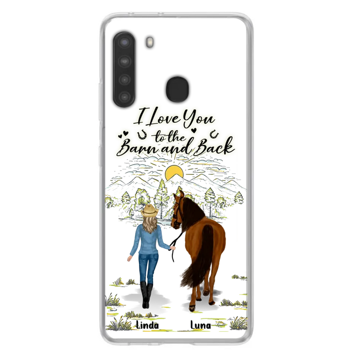 Custom Personalized Horse Girl Phone Case - Upto 6 Horses - Gift Idea for Horse Lovers - I Love You To The Barn & Back - Case for iPhone/Samsung