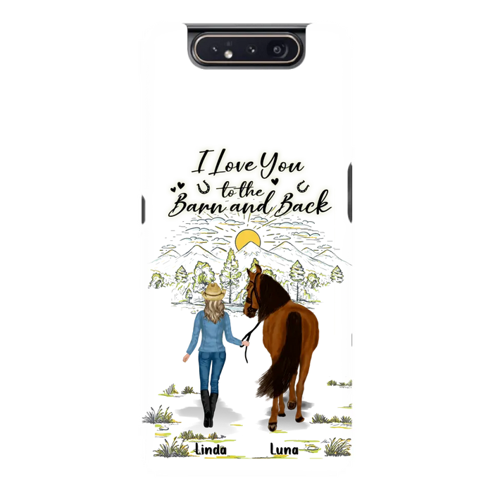 Custom Personalized Horse Girl Phone Case - Upto 6 Horses - Gift Idea for Horse Lovers - I Love You To The Barn & Back - Case for iPhone/Samsung