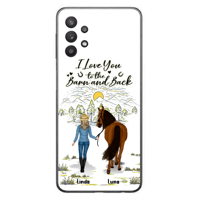 Custom Personalized Horse Girl Phone Case - Upto 6 Horses - Gift Idea for Horse Lovers - I Love You To The Barn & Back - Case for iPhone/Samsung